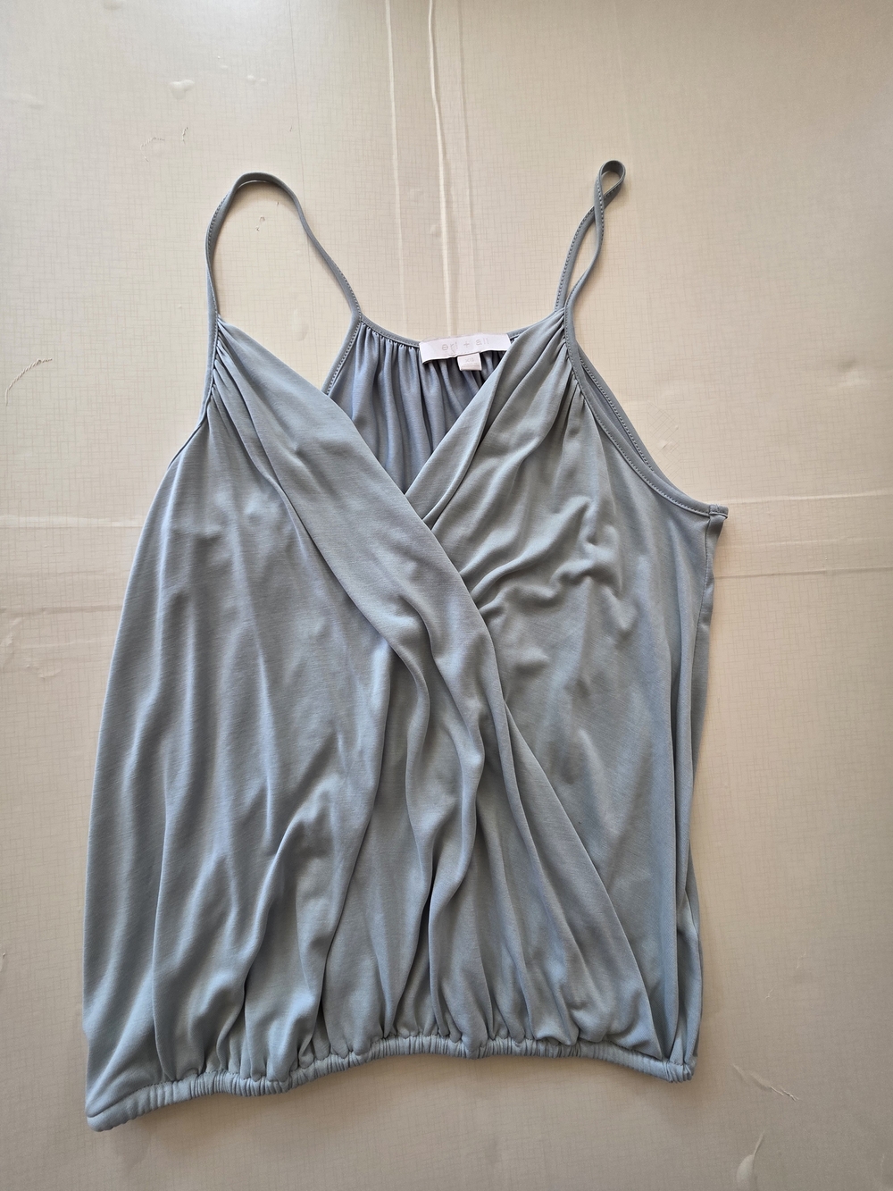 Eri + Ali Gray Draped Surplice Tank Top XS